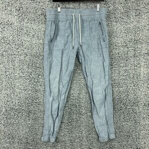 Athleta Pants Womens 14 Light Blue Cabo Linen Jogger Elastic Waist Zip Pockets